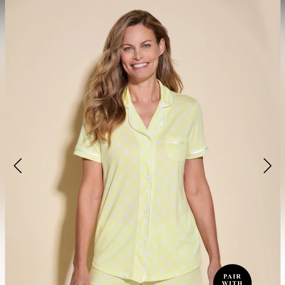 Cosabella Yellow and White Pajama Top